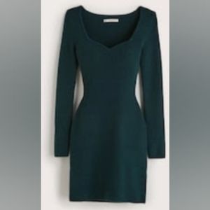 Abercrombie long sleeve portrait neck mini sweater dress, green, size large tall